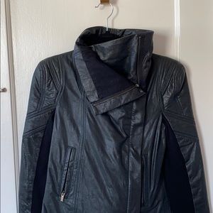 BCBG black leathered jacket
